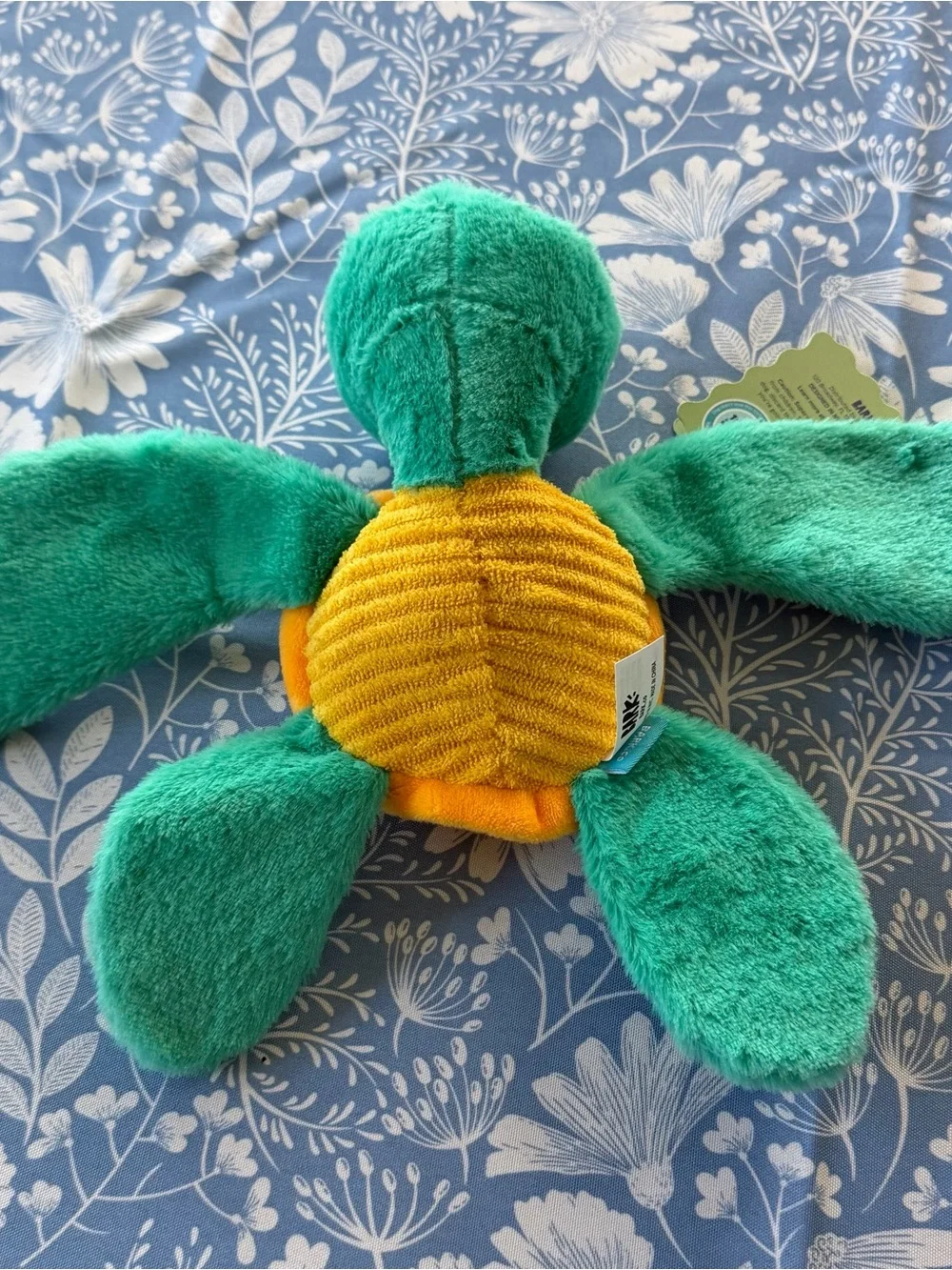 Plush Turtle Dog Toy - Green & Yellow